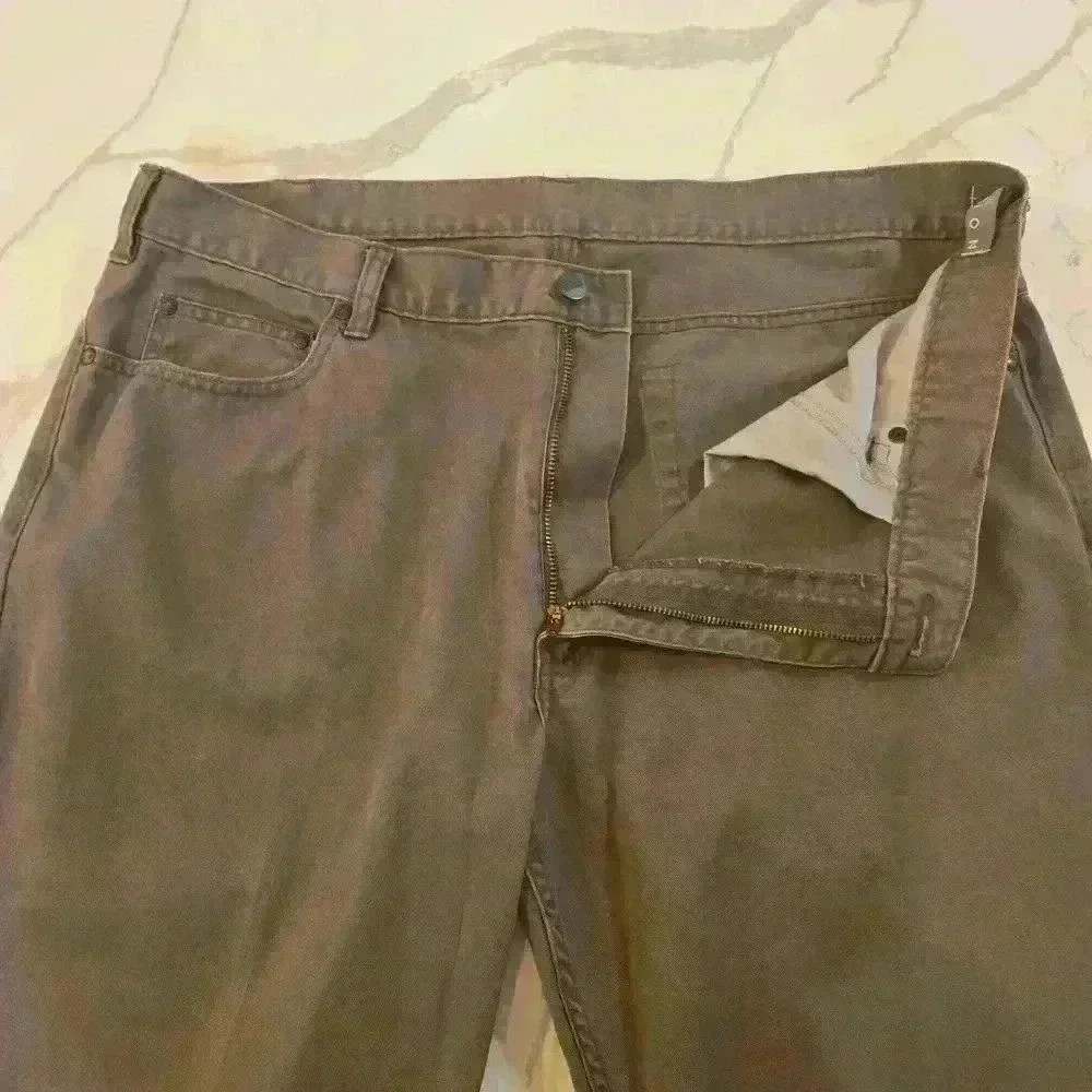 Kenneth Cole Mens Straight Leg Relaxed Fit Cotton Jeans Taupe Size 38W